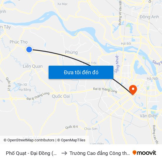 Phố Quạt - Đại Đồng (Quốc Lộ 32) to Trường Cao đẳng Công thương Hà Nội map