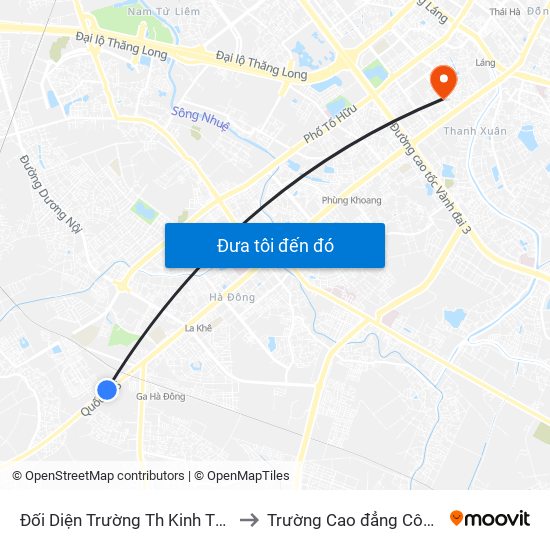 Đối Diện Trường Th Kinh Tế Hà Tây - Quốc Lộ 6 to Trường Cao đẳng Công thương Hà Nội map