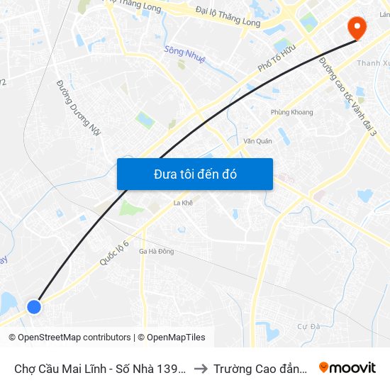 Chợ Cầu Mai Lĩnh - Số Nhà 1392 Quang Trung (Hà Đông), Quốc Lộ 6 to Trường Cao đẳng Công thương Hà Nội map