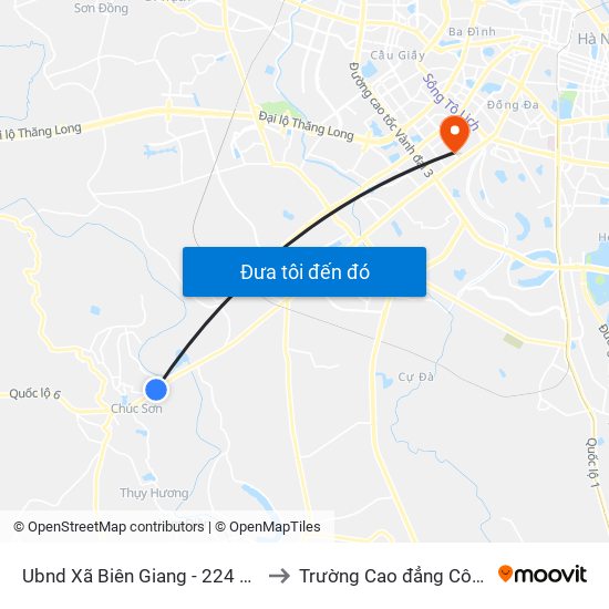 Ubnd Xã Biên Giang - 224 Biên Giang, Quốc Lộ 6 to Trường Cao đẳng Công thương Hà Nội map