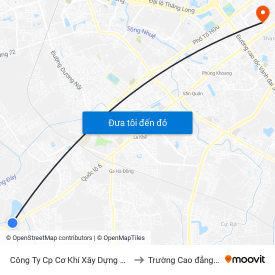 Công Ty Cp Cơ Khí Xây Dựng Hà Thái - 53 Biên Giang, Quốc Lộ 6 to Trường Cao đẳng Công thương Hà Nội map