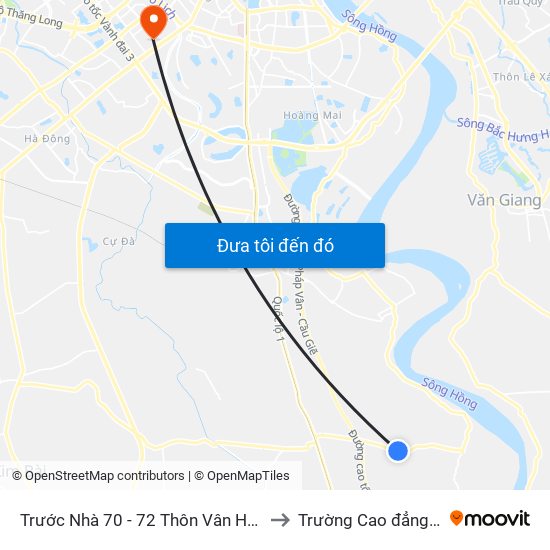 Trước Nhà 70 - 72 Thôn Vân Hoà  Xã Vân Tảo (Đường 71) - Tl 427 to Trường Cao đẳng Công thương Hà Nội map