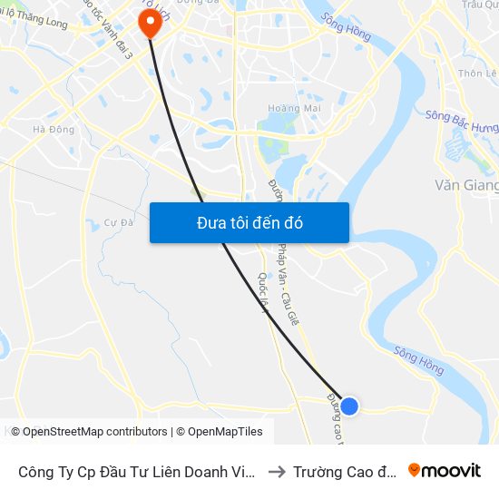 Công Ty Cp Đầu Tư Liên Doanh Việt Anh (Trước 100m Cổng Làng Phương Quế) - Tl 427 to Trường Cao đẳng Công thương Hà Nội map