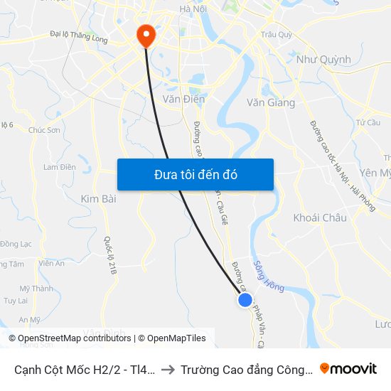 Cạnh Cột Mốc H2/2 - Tl429 Xã Vạn Điểm to Trường Cao đẳng Công thương Hà Nội map