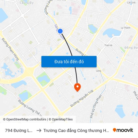 794 Đường Láng to Trường Cao đẳng Công thương Hà Nội map