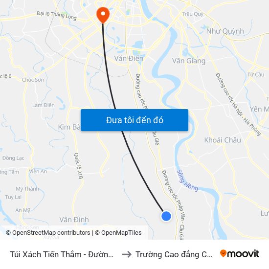 Túi Xách Tiến Thắm - Đường Trục Huyện Thao Chính to Trường Cao đẳng Công thương Hà Nội map