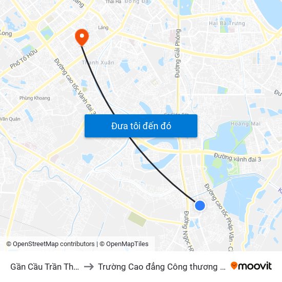 Gần Cầu Trần Thủ Độ to Trường Cao đẳng Công thương Hà Nội map