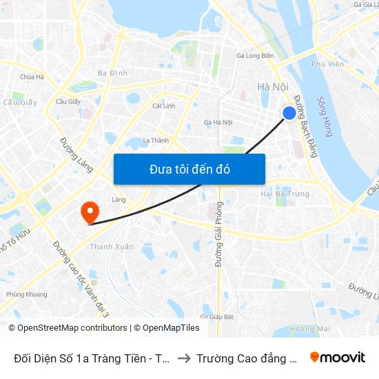 Đối Diện Số 1a Tràng Tiền - Tập Đoàn Hóa Chất Việt Nam to Trường Cao đẳng Công thương Hà Nội map