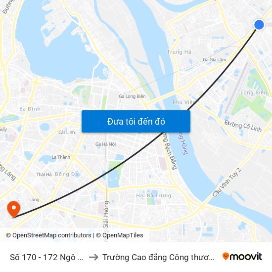 Số 170 - 172 Ngô Gia Tự to Trường Cao đẳng Công thương Hà Nội map