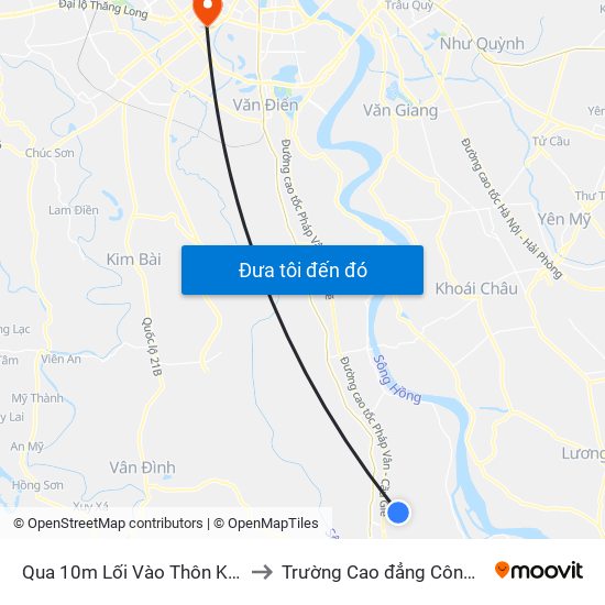 Qua 10m Lối Vào Thôn Kiều Đông - Dt428 to Trường Cao đẳng Công thương Hà Nội map