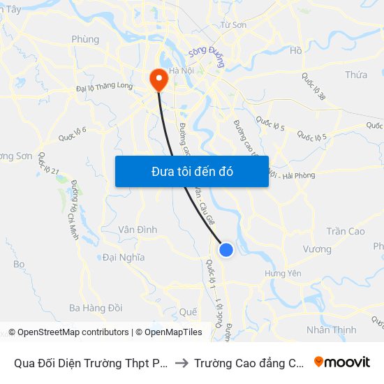 Qua Đối Diện Trường Thpt Phú Xuyên B 30m - Dt428 to Trường Cao đẳng Công thương Hà Nội map