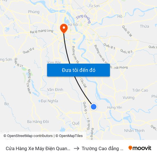 Cửa Hàng Xe Máy Điện Quang Soi (Cầu Hòa Khê) - Dt428 to Trường Cao đẳng Công thương Hà Nội map