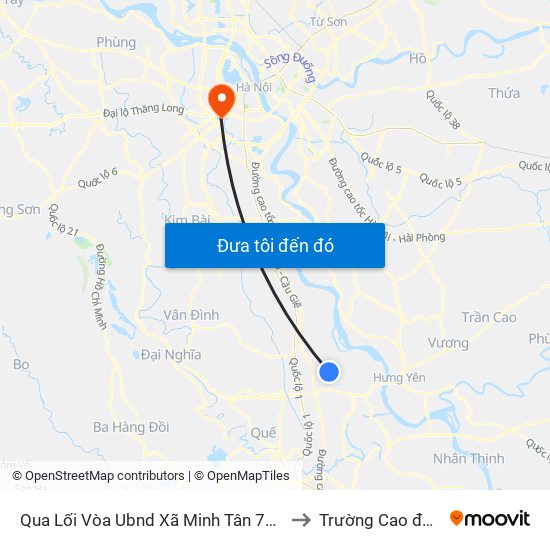 Qua Lối Vòa Ubnd Xã Minh Tân 70m (Đối Diện Cửa Hàng Nhựa Tiền Phong) - Dt428 to Trường Cao đẳng Công thương Hà Nội map