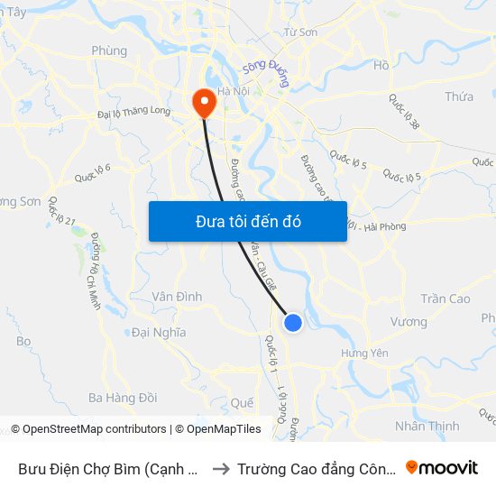 Bưu Điện Chợ Bìm (Cạnh Tường Rào) - Dt428 to Trường Cao đẳng Công thương Hà Nội map