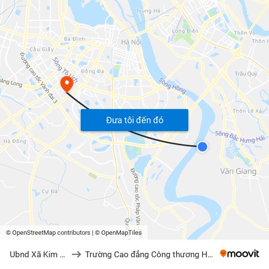 Ubnd Xã Kim Lan to Trường Cao đẳng Công thương Hà Nội map