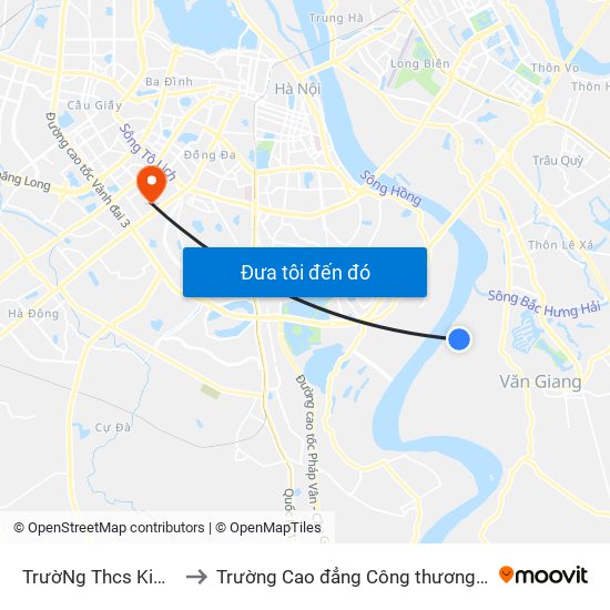TrườNg Thcs Kim Lan to Trường Cao đẳng Công thương Hà Nội map