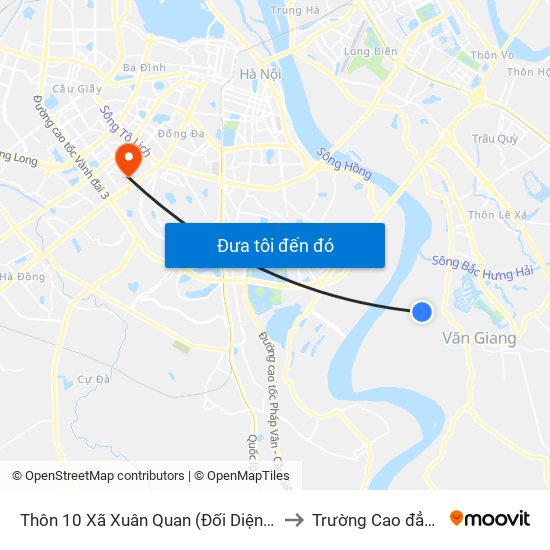 Thôn 10 Xã Xuân Quan (Đối Diện Nhà Vườn Kiên Huế) Đường Phà Xuân Quan to Trường Cao đẳng Công thương Hà Nội map