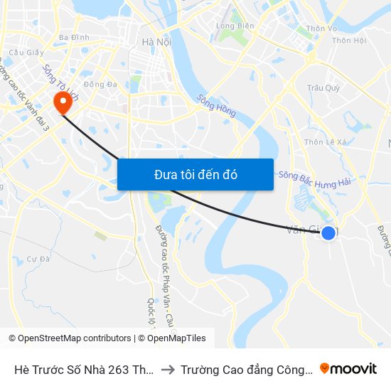 Hè Trước Số Nhà 263 Thị Trấn Văn Giang to Trường Cao đẳng Công thương Hà Nội map