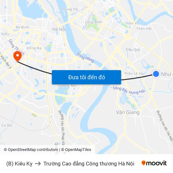 (B) Kiêu Kỵ to Trường Cao đẳng Công thương Hà Nội map