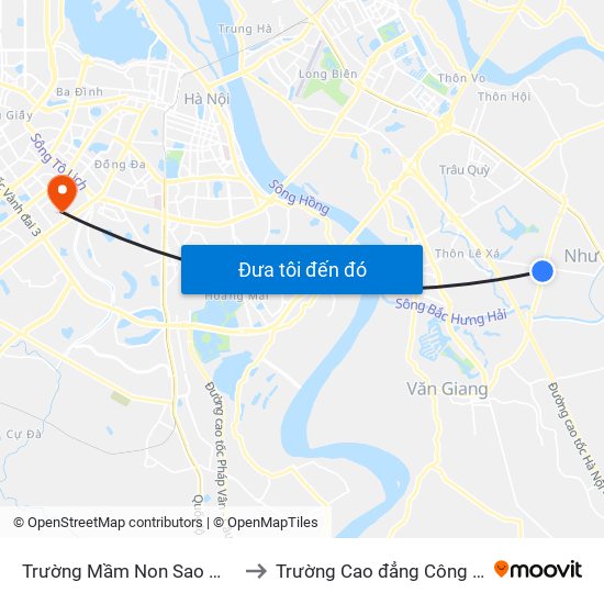 Trường Mầm Non Sao Mai - Đường 179 to Trường Cao đẳng Công thương Hà Nội map