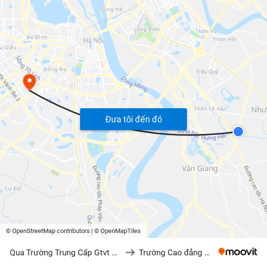 Qua Trường Trung Cấp Gtvt Miền Bắc 100m - Đường 179 to Trường Cao đẳng Công thương Hà Nội map