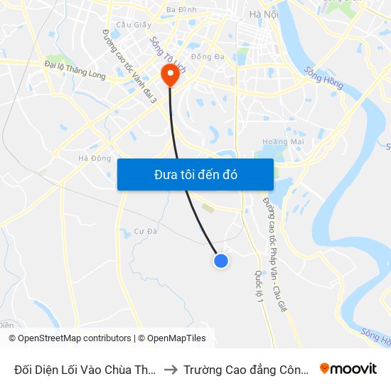 Đối Diện Lối Vào Chùa Thanh Dương 100m to Trường Cao đẳng Công thương Hà Nội map