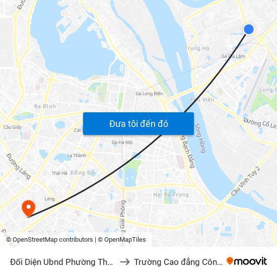 Đối Diện Ubnd Phường Thượng Thanh - Lý Sơn to Trường Cao đẳng Công thương Hà Nội map