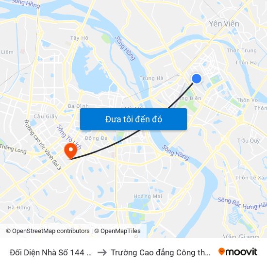 Đối Diện Nhà Số 144 Việt Hưng to Trường Cao đẳng Công thương Hà Nội map