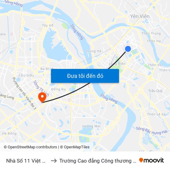 Nhà Số 11 Việt Hưng to Trường Cao đẳng Công thương Hà Nội map