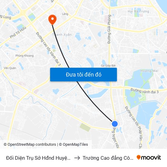 Đối Diện Trụ Sở Hđnd Huyện Thanh Trì - Ngọc Hồi to Trường Cao đẳng Công thương Hà Nội map