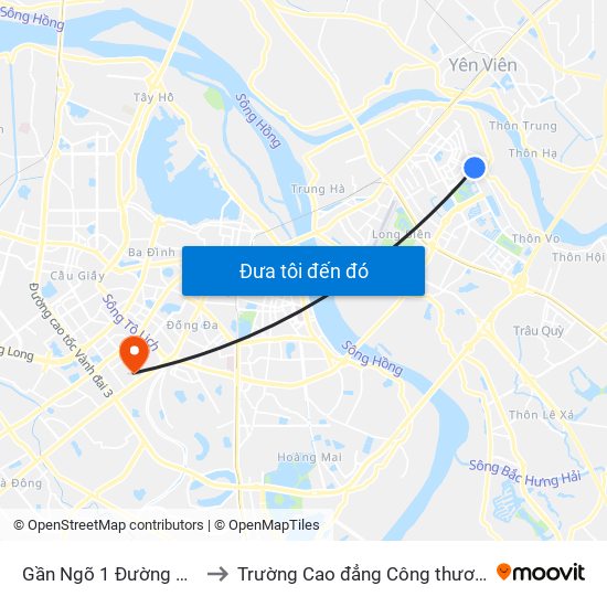 Gần Ngõ 1 Đường Phúc Lợi to Trường Cao đẳng Công thương Hà Nội map