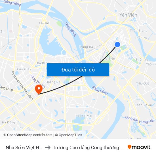 Nhà Số 6 Việt Hưng to Trường Cao đẳng Công thương Hà Nội map