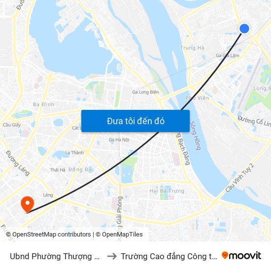 Ubnd Phường Thượng Thanh - Lý Sơn to Trường Cao đẳng Công thương Hà Nội map