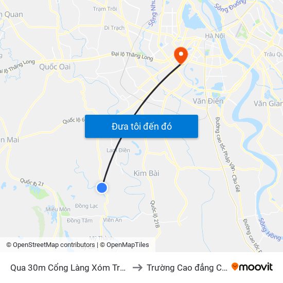 Qua 30m Cổng Làng Xóm Trung Thượng, Hạ Dục - Tl419 to Trường Cao đẳng Công thương Hà Nội map