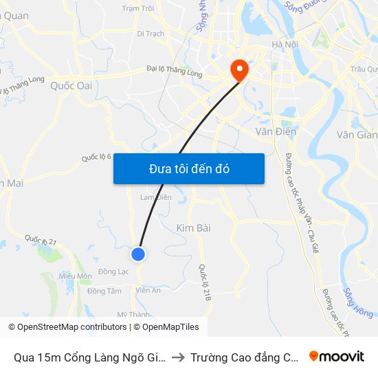 Qua 15m Cổng Làng Ngõ Giữa, Thôn Hạ Dục - Tl419 to Trường Cao đẳng Công thương Hà Nội map