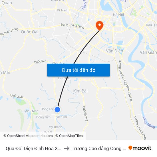 Qua Đối Diện Đình Hòa Xá 100m - Tl419 to Trường Cao đẳng Công thương Hà Nội map