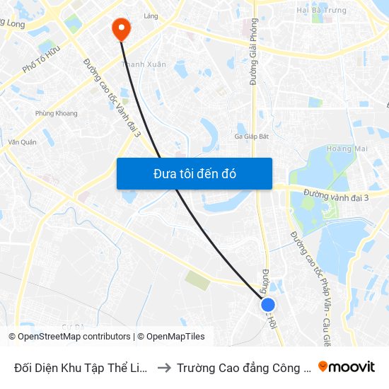 Đối Diện Khu Tập Thể Licôla - Ngọc Hồi to Trường Cao đẳng Công thương Hà Nội map