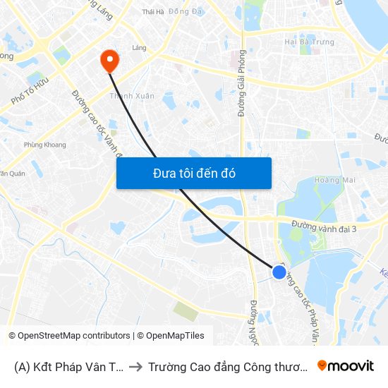 (A) Kđt Pháp Vân Tứ Hiệp to Trường Cao đẳng Công thương Hà Nội map