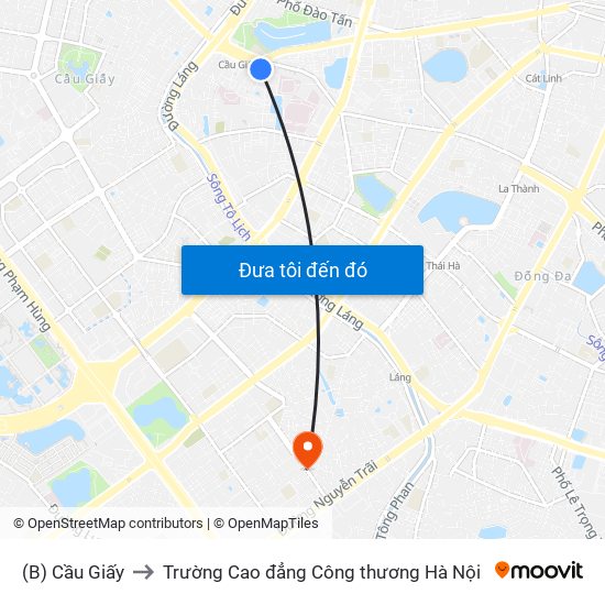 (B) Cầu Giấy to Trường Cao đẳng Công thương Hà Nội map