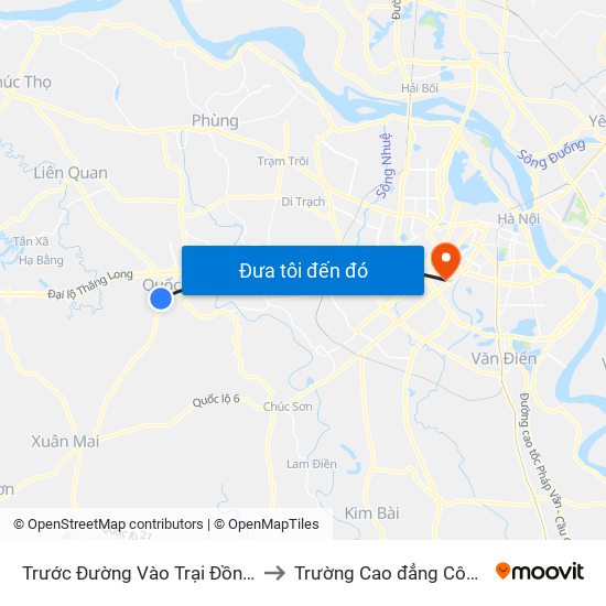 Trước Đường Vào Trại Đồng Dơi 70m - Tl 421b to Trường Cao đẳng Công thương Hà Nội map