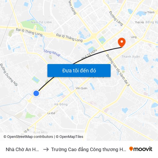 Nhà Chờ An Hưng to Trường Cao đẳng Công thương Hà Nội map