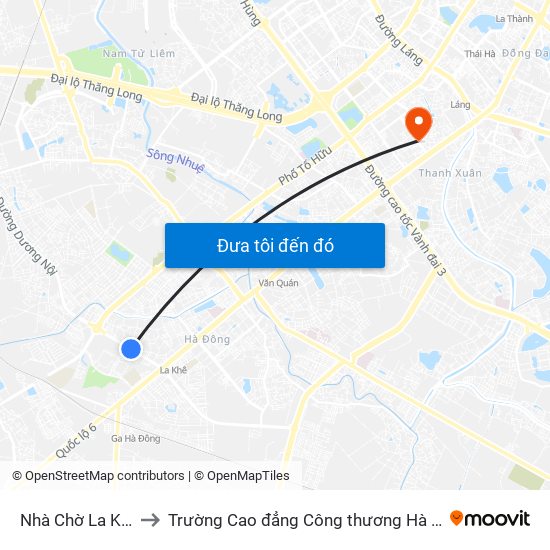 Nhà Chờ La Khê to Trường Cao đẳng Công thương Hà Nội map