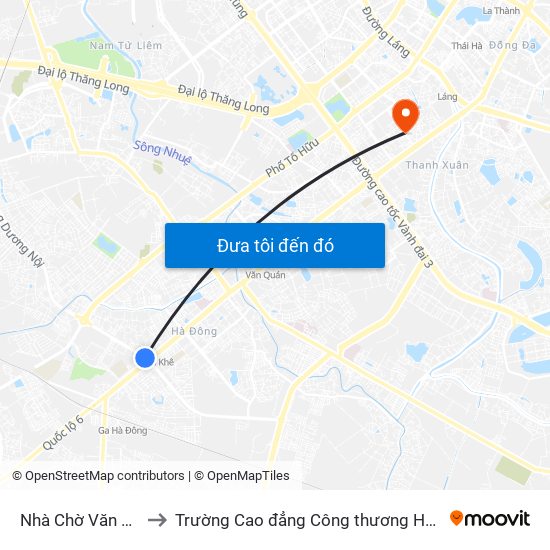 Nhà Chờ Văn Phú to Trường Cao đẳng Công thương Hà Nội map