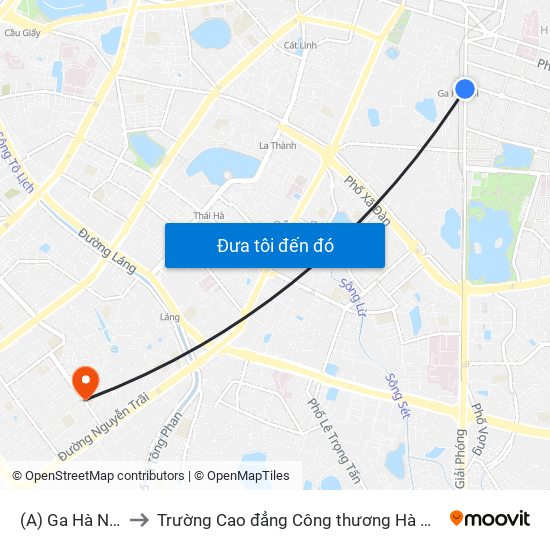 (A) Ga Hà Nội to Trường Cao đẳng Công thương Hà Nội map