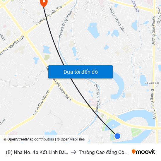 (B) Nhà Nơ. 4b Kđt Linh Đàm - Nguyễn Duy Trinh to Trường Cao đẳng Công thương Hà Nội map