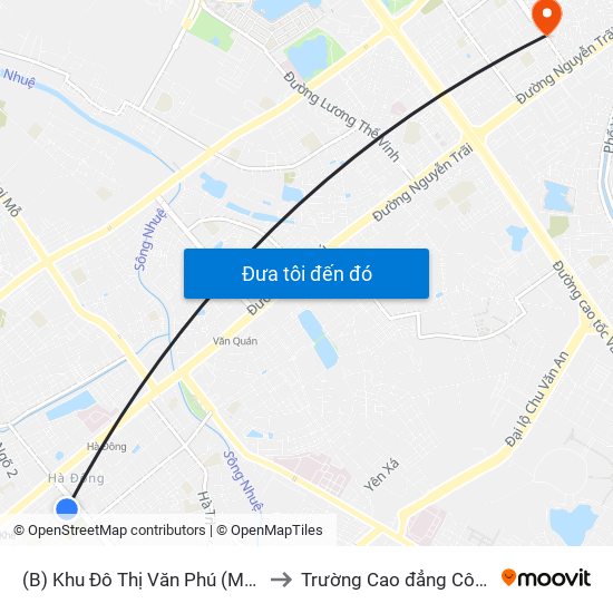 (B) Khu Đô Thị Văn Phú (Mê Linh Plaza Hà Đông) to Trường Cao đẳng Công thương Hà Nội map