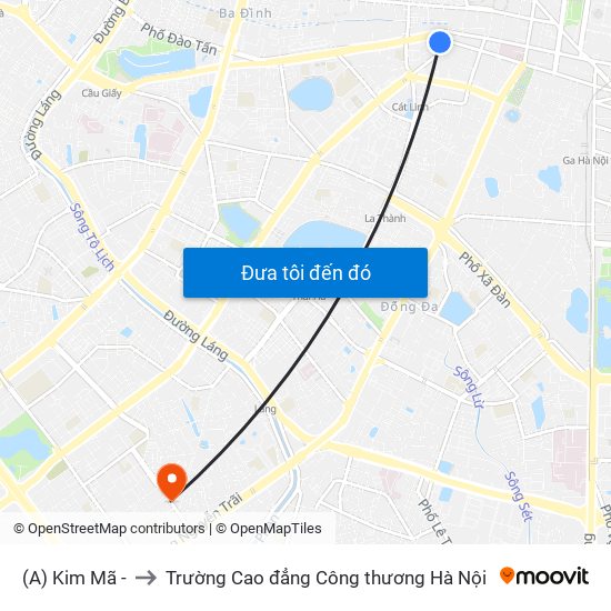 (A) Kim Mã - to Trường Cao đẳng Công thương Hà Nội map