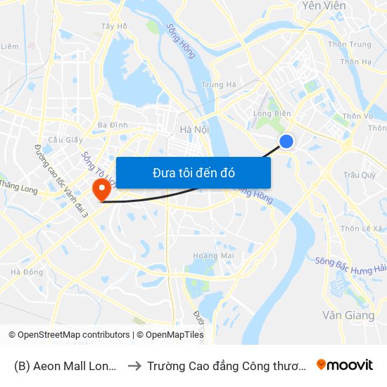 (B) Aeon Mall Long Biên - to Trường Cao đẳng Công thương Hà Nội map