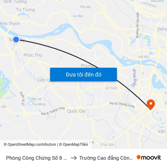 Phòng Công Chứng Số 8 La Thành - Sơn Tây to Trường Cao đẳng Công thương Hà Nội map