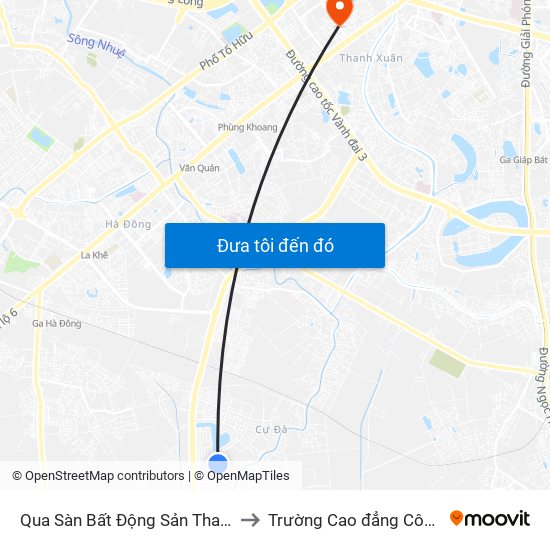 Qua Sàn Bất Động Sản Thanh Hà Mường Thanh to Trường Cao đẳng Công thương Hà Nội map